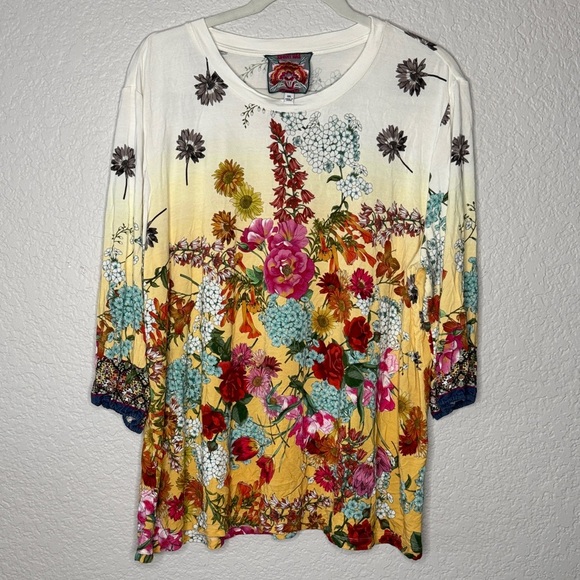 Johnny Was Puff Sleeve Floral Delite Top Size XXL - Picture 2 of 6